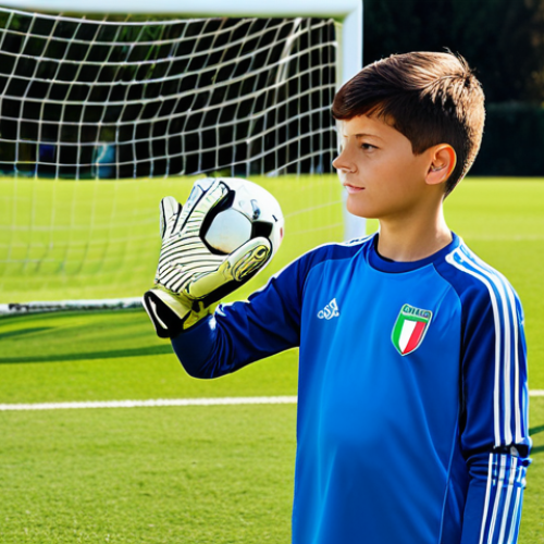 Young Goalkeeper Training**

"A promising young Italian goalkeeper, fully clothed in appropriate athletic gear, training on a sunny football field in Italy, safe for work, perfect anatomy, correct proportions, natural pose, well-formed hands, proper finger count, natural body proportions, professional sports photography, high quality, modest clothing, family-friendly."

**