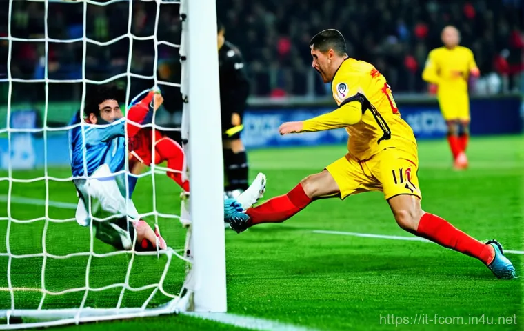 FC온라인 서버별 인기 클래스 - **A dynamic football midfield scene, featuring two male players in full, clean football kits.** One ...