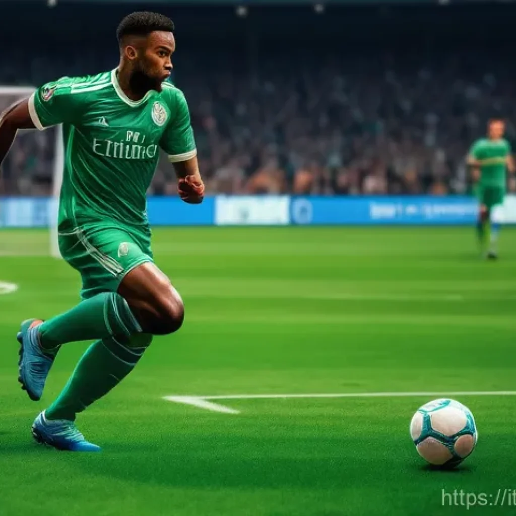 FC온라인 월드 클래스 비교 - **A football player in the midst of a dynamic, intuitive dribble, moving fluidly past an opponent on...