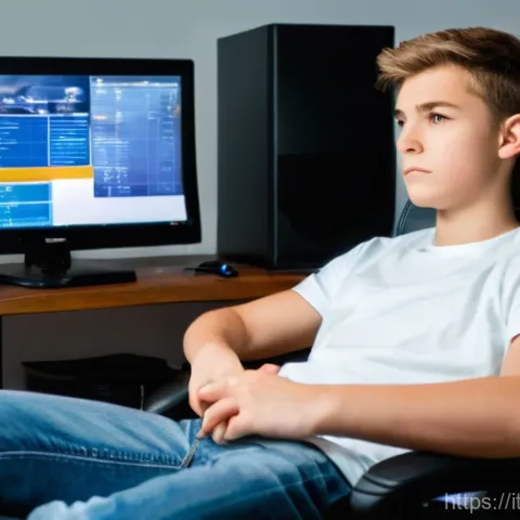 FC온라인 서버 상태 확인법 - A young adult gamer, in their late teens, is sitting comfortably in a gaming chair in a well-lit roo...