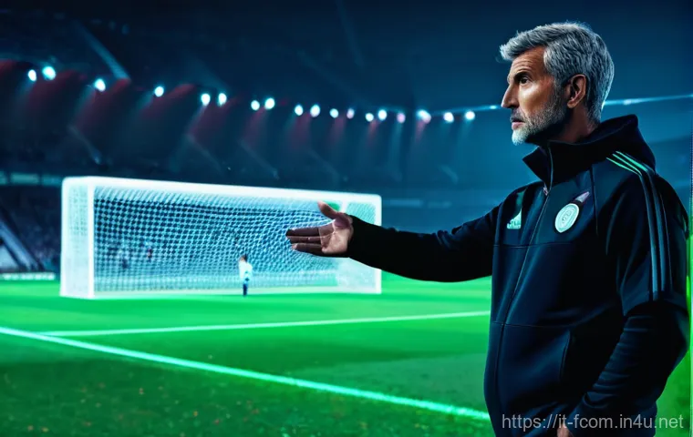 FC온라인 플레이스타일 개발 - **Team Synergy in Action:**
    "A dynamic, wide-angle shot of a diverse football (soccer) team, con...