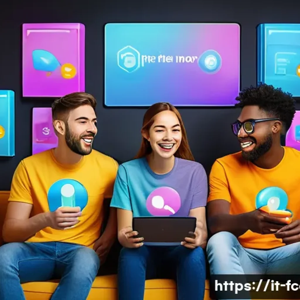 FC온라인 친구 초대 방법 - A vibrant digital scene showing a diverse group of young adults happily playing an online multiplaye...