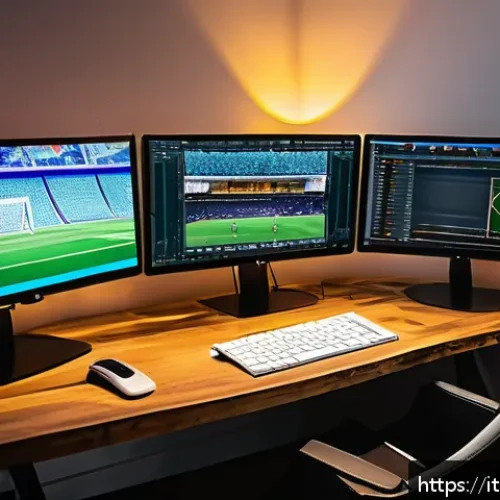 Home 32 FC온라인 커스텀 모드 제작 - A vibrant digital art scene showcasing a gamer’s creative workspace for modding FC Online: multiple ...